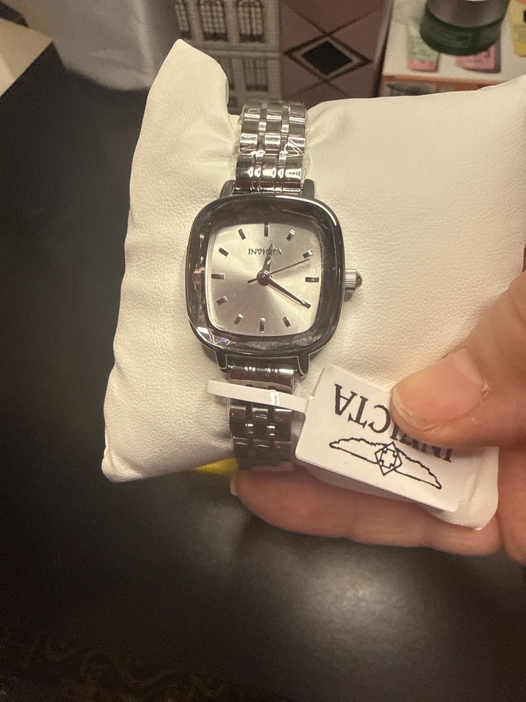 Invicta SilverTone Square Dial Ladies Watch With Stainless Steel Bracelet